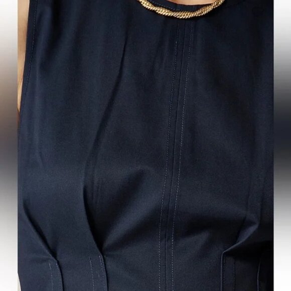 New! J. Crew Pintuck midi dress in stretch twill navy blue, size 10 - READ - Picture 2 of 3